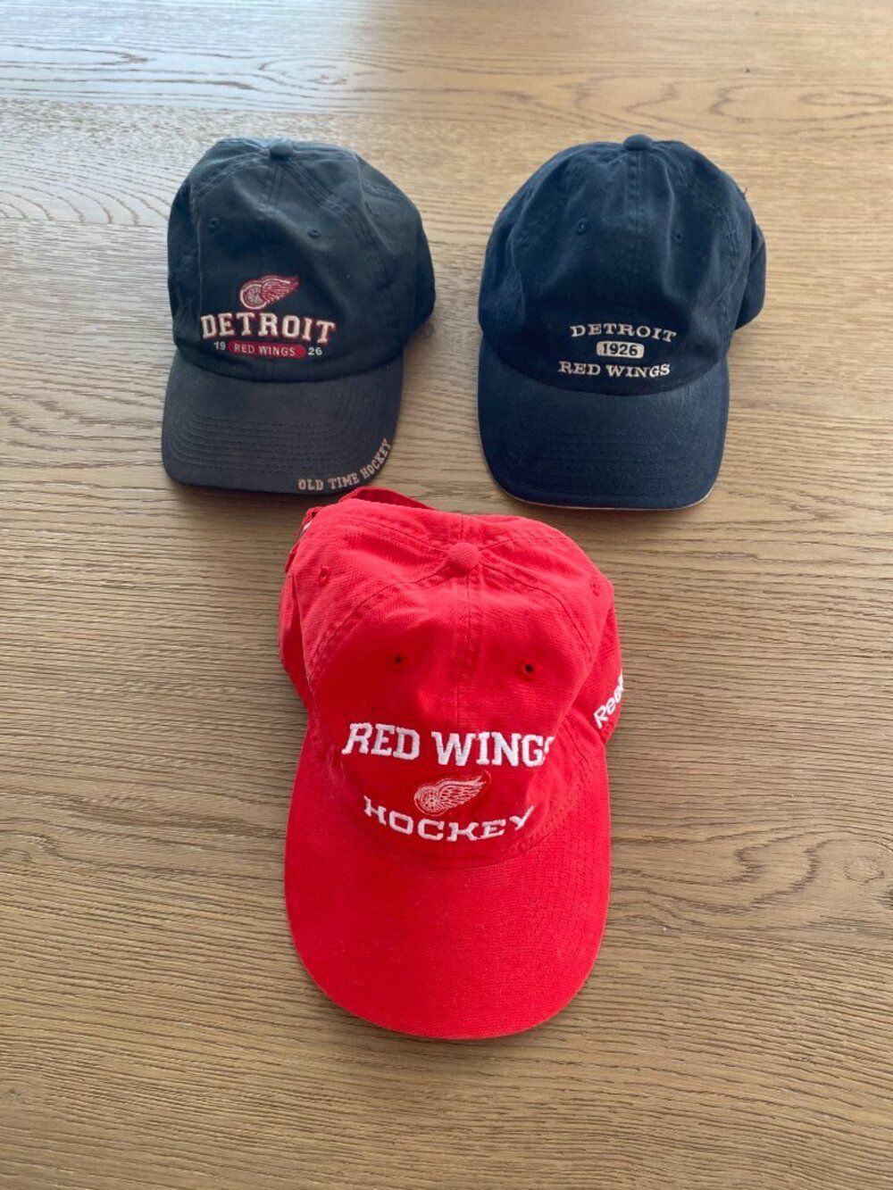 LOT 3 Detroit Red Wings NHL American Needle Old Time Hockey Reebok Hats Caps OS